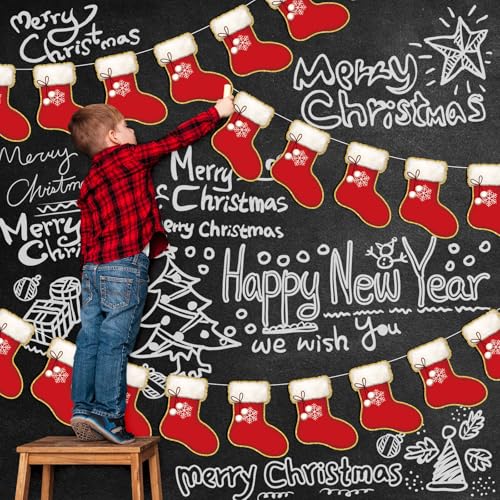 Whaline 50 peças de recortes de meia de Natal vermelhos em formato de meia de Natal recortes de pape