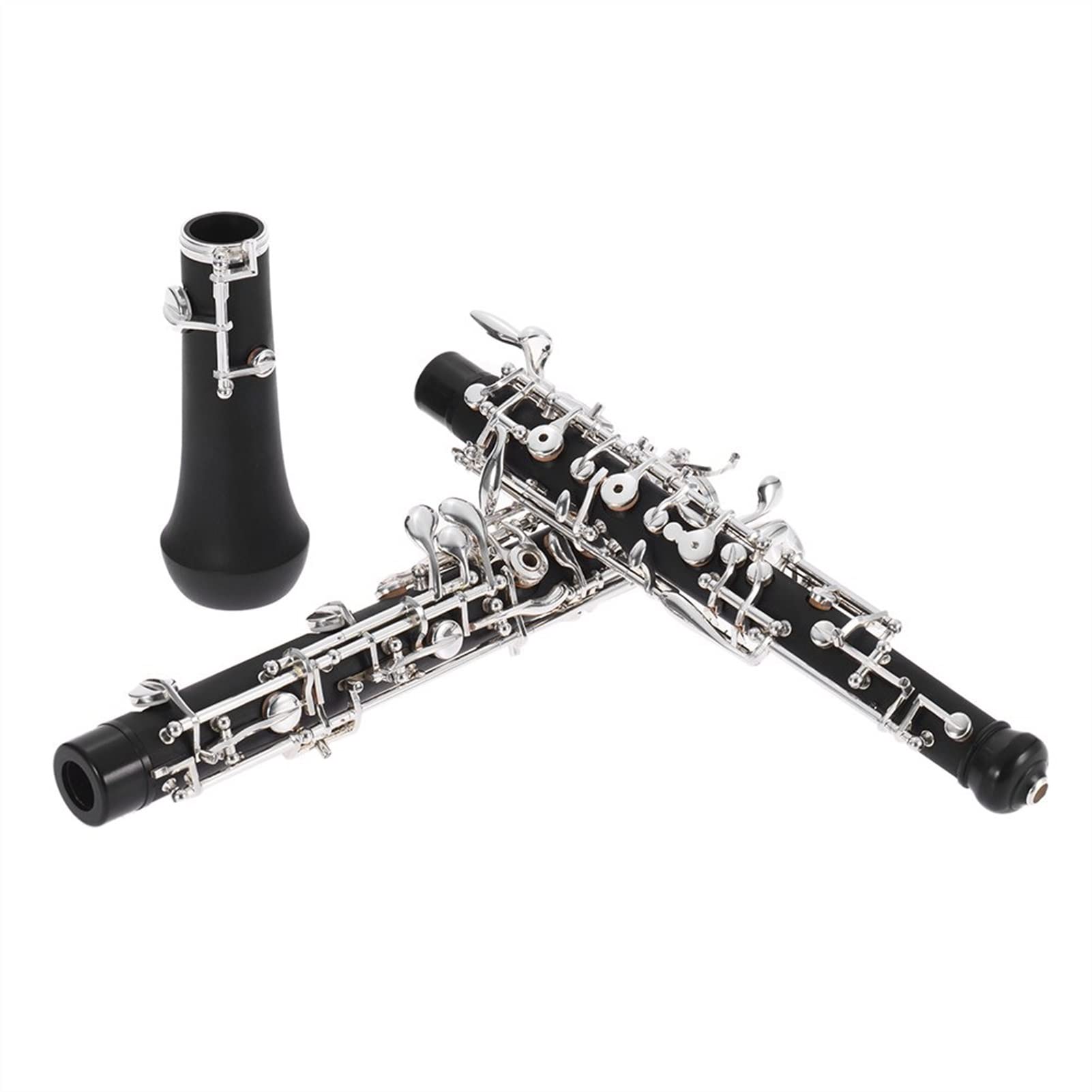 Strumento Oboe Professionale C- Chiave Strumento A Fiato Oboe Stile Semi- Automatico Argentato Tastiera con Borsa di Pelle Principiante di Oboe