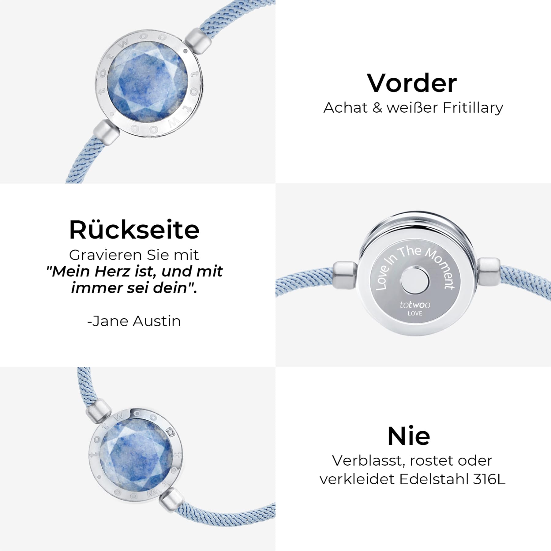 TOTWOO Bracciali per Coppie con Collegamento Bluetooth Uno a Uno tramite App, Luci e Vibrazione al Tocco – Regalo Romantico per San Valentino e Relazioni a Distanza in Acciaio Inossidabile 316L