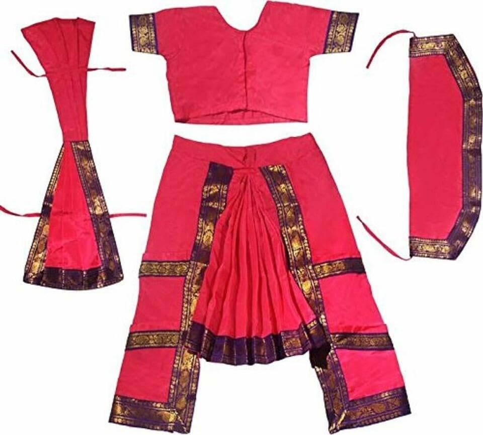 Dindo Point Pink Bharatnatyam Dress for Girls with 1 Line Ghungroo Classical Dance Costume (4-6 Year) (B0C6YHVLZ2) Amazon Price History, Amazon Price Tracker