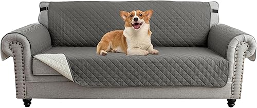 UNBBRRL Funda de sofá reversible para perros y gatos, funda impermeable para muebles para mascotas y niños, protector de sofá con correas elásticas