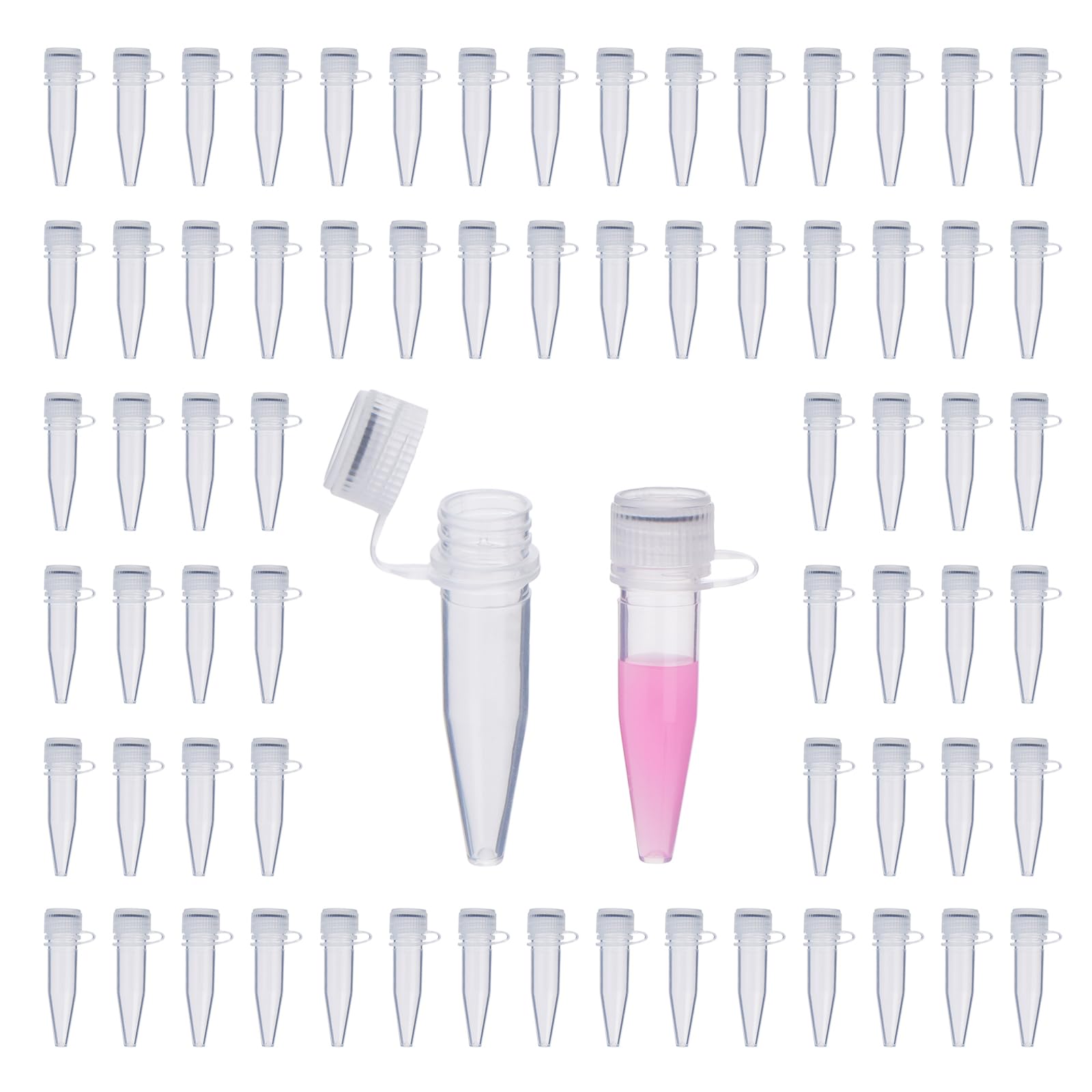 Confezione da 500 provette da 1,5 ml, per microcentrifuga, tubi conici con tappo a vite sicuro per applicazioni di laboratorio e industriali, a prova di perdite, autoclavabile