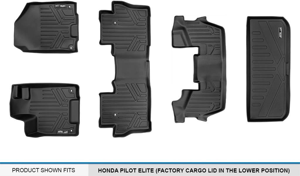 MAXLINER Custom Fit Floor Mats 3 Rows and Cargo Liner Behind 3rd Row Set for 2016-2022 Honda Pilot