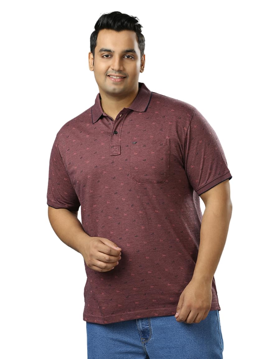 Buy XMEX Mens Plus Size Regular Fit Polo Neck T-Shirt Cotton Blend