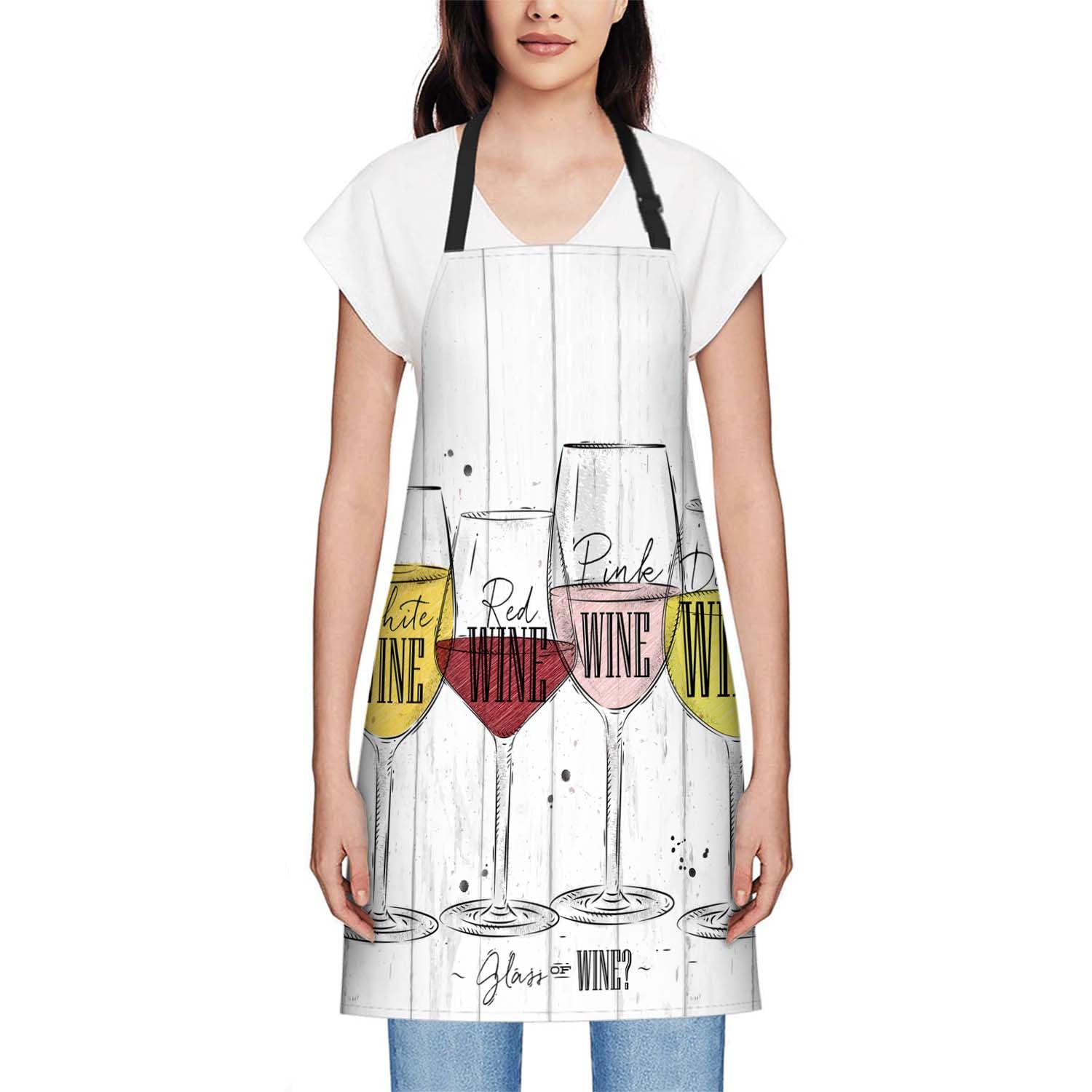 Smooffly Wine Apron Adjustable Apron Cooking Kitchen Chef Women Men Aprons for Home Kitchen Restaurant, Coffee House - Image 2