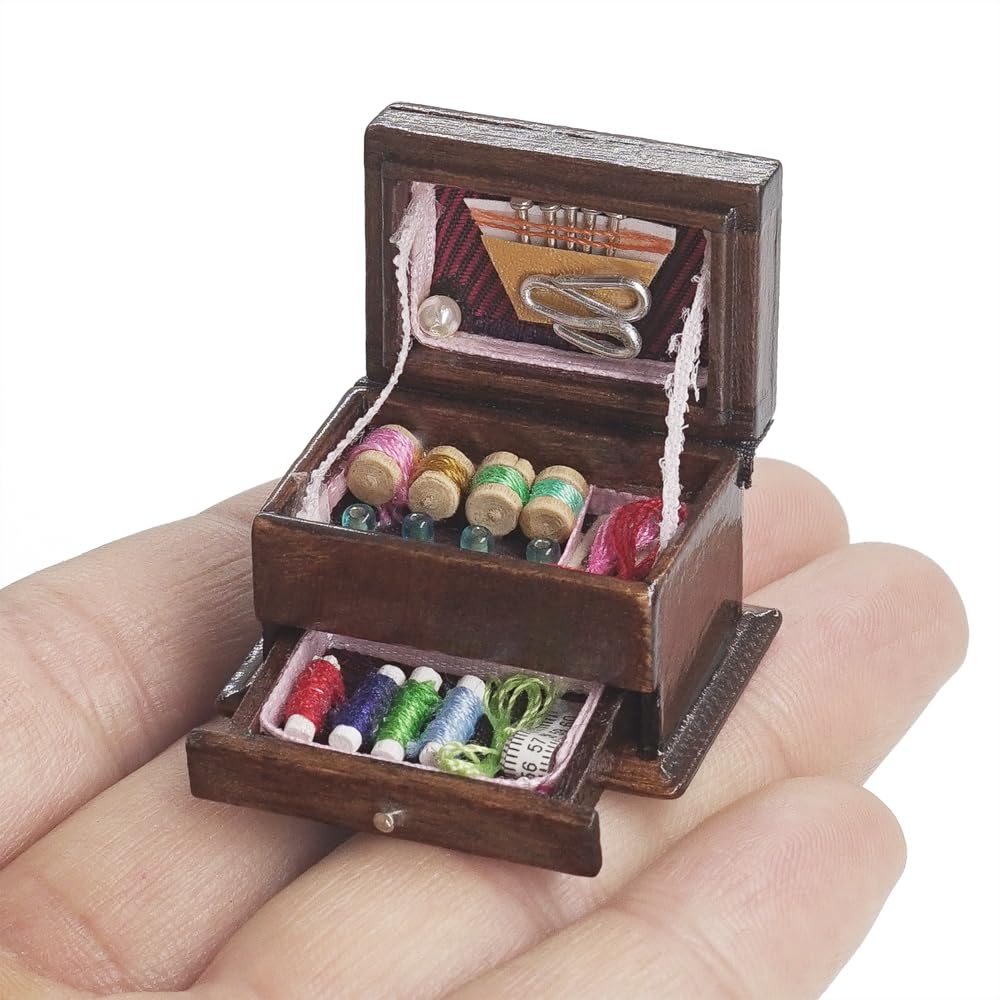 Odoria 1/12 Scale Dolls House Miniature Sewing Box Dollhouse Accessories