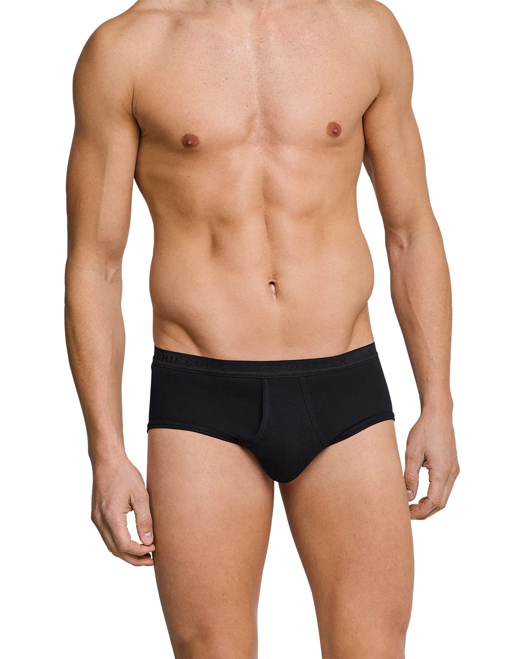 Schiesser Men's Sports Briefs with Fly - Original Fine Rib