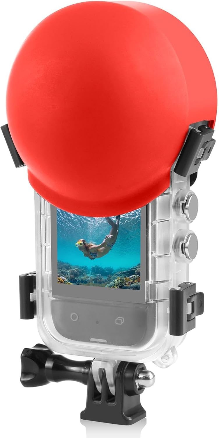 for Insta360 X5 60m Waterproof Sealed Diving Case with Silicone Lens Cover Red Color