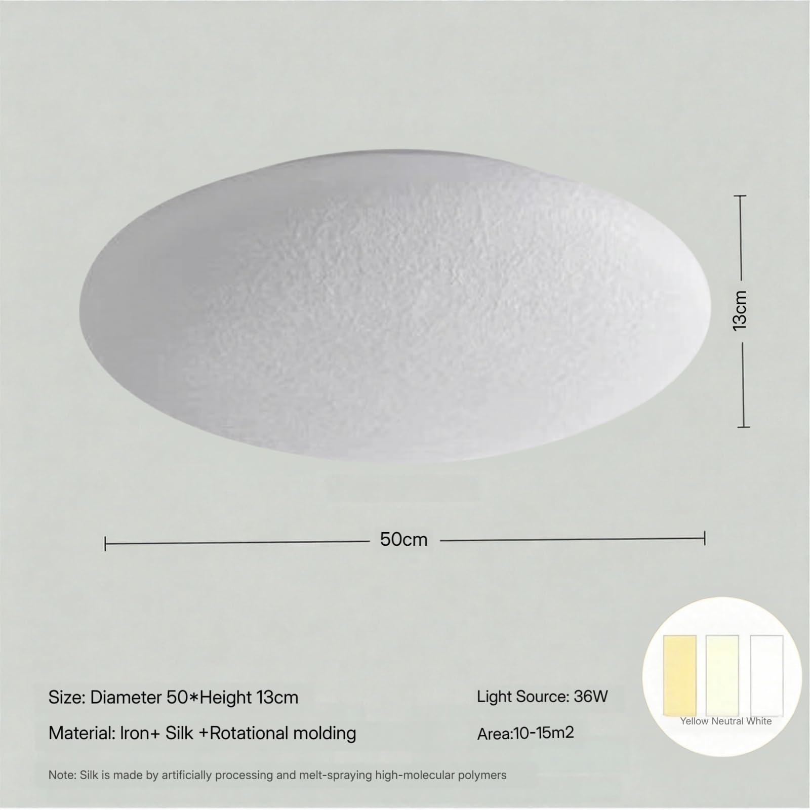 LED Deckenleuchte,50cm Wabi Sabi Boho Lampenschirm Deckenlampe | Imitation Seide lampenschirm,Japanische Deko Lampe,3-Farben Dimmbar,Für Wohnzimmer Esszimmer Schlafzimmer Und Flur