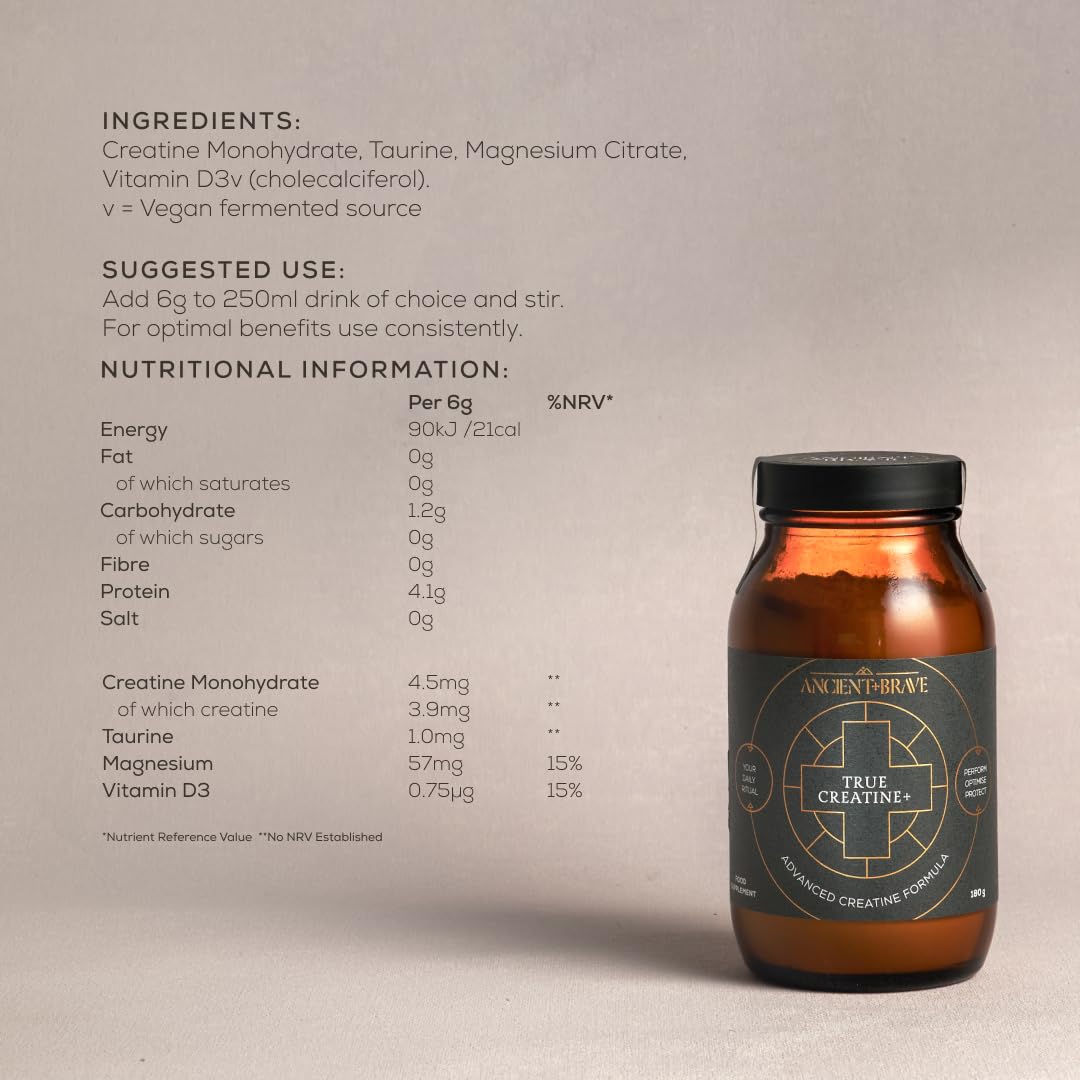 Ancient + Brave True Creatine+ | 180g | 36 Raciones | Creatina en Polvo