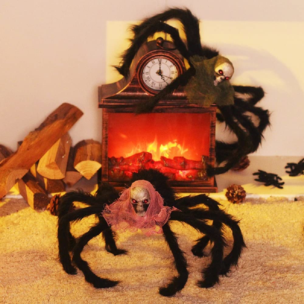 Dekoracje na Halloween, szkielet, pająk, realistyczne rekwizyty pająka na Halloween, do nawiedzonego domu, hotelu, DIY, rekwizyty, Halloween, dekoracja na zewnątrz, 2 szt