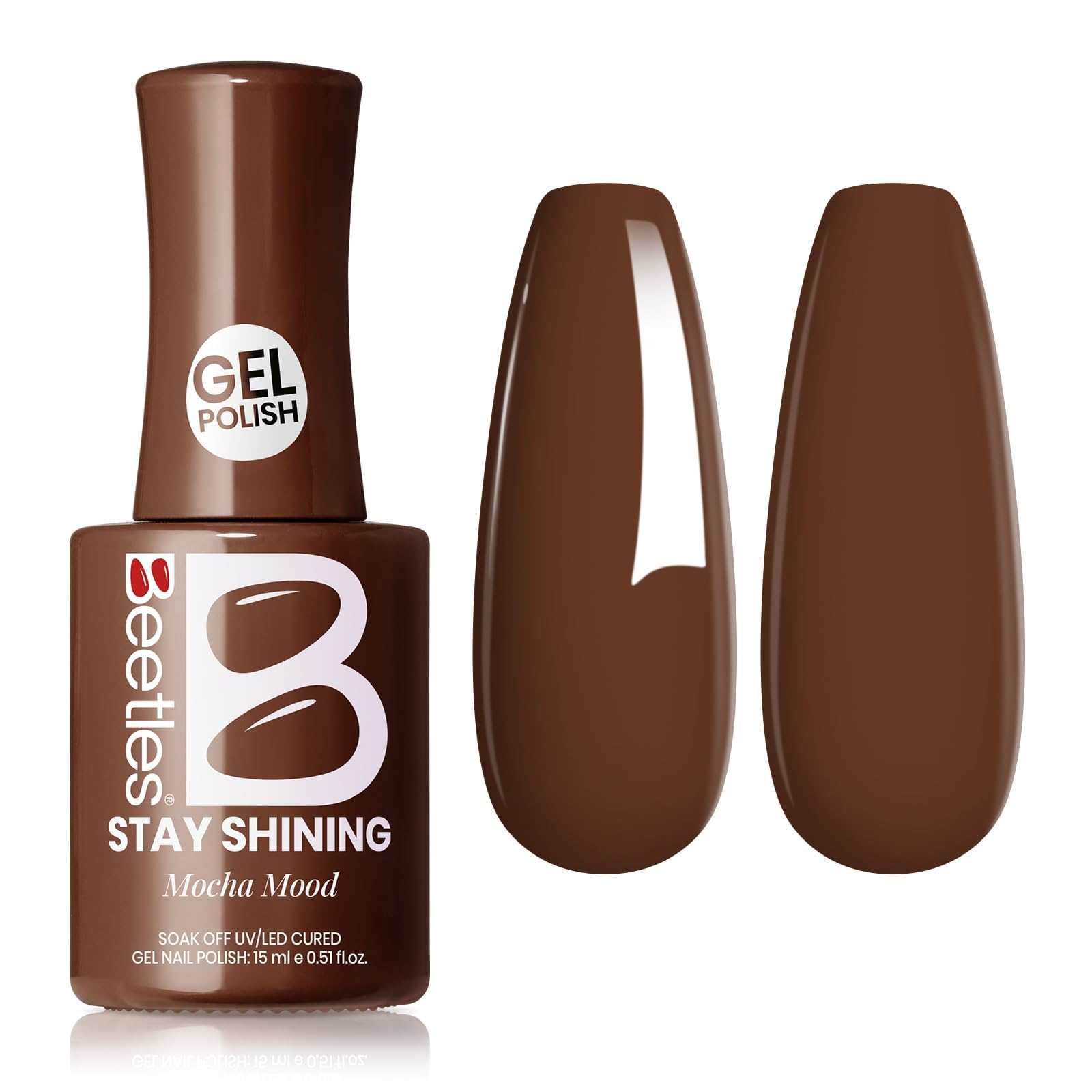 Beetles Brown Gel Nail Polish Mocha Mood 15ml (0.51 Fl Oz) | Dark Brown Soak Off UV LED - main product image