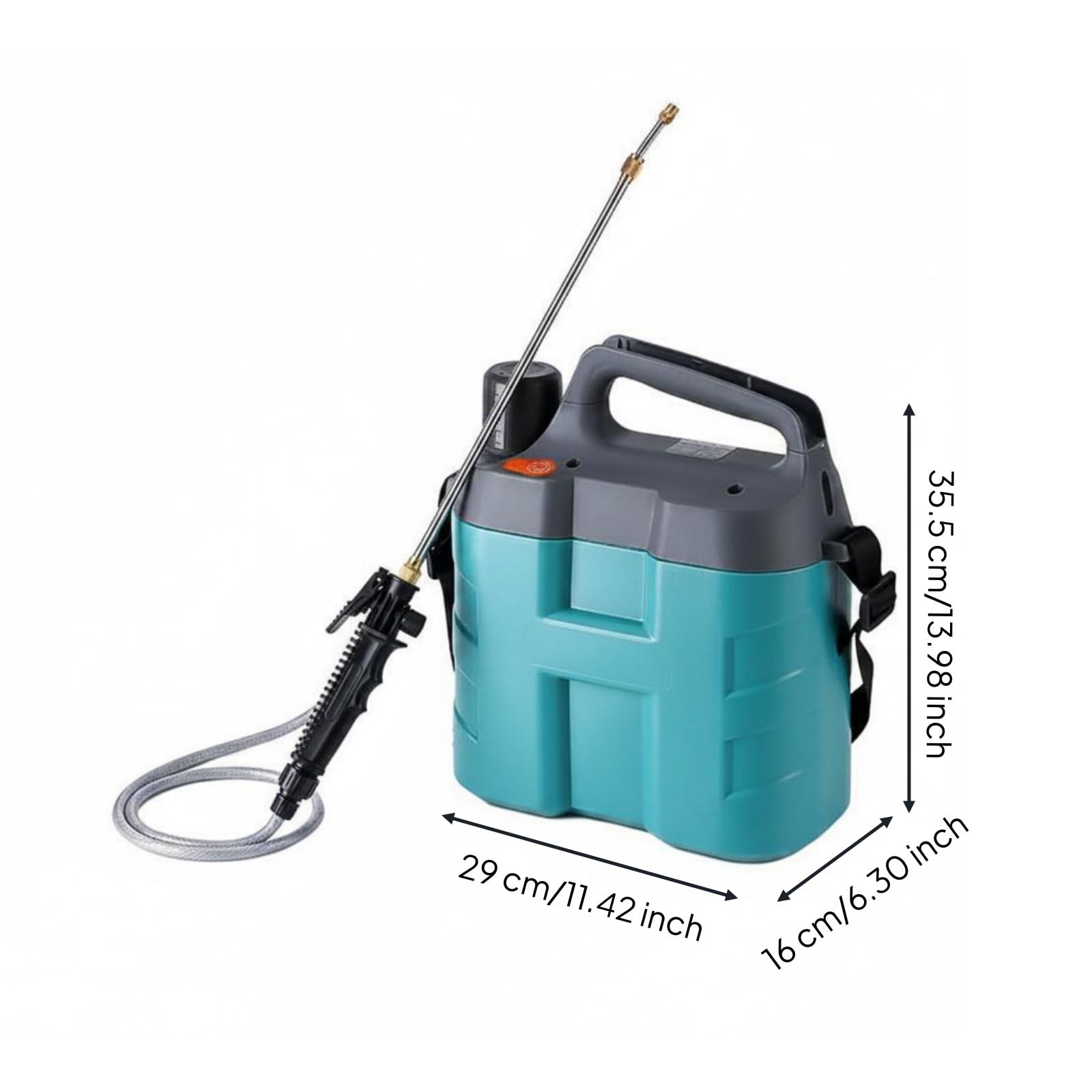 Gralara Spruzzatore Elettrico Tracolla Larga Pompa Irroratrice a Batteria Involucro Impermeabile Nebulizzatore da Giardino a Spalla per Giardinieri, Serra, 8L, Asta SS Corta