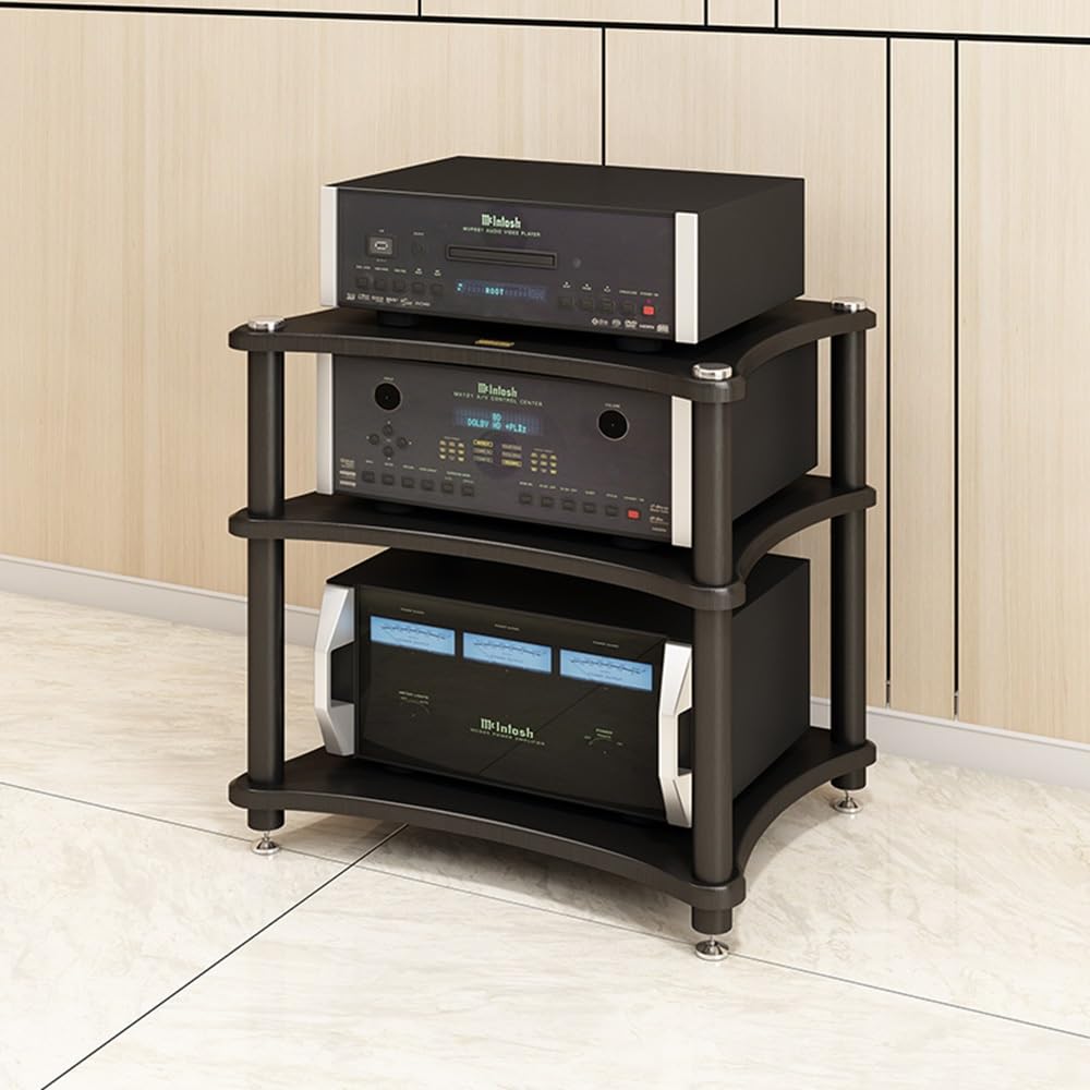 Support stéréo ouvert anti-vibration en bois pour ampli