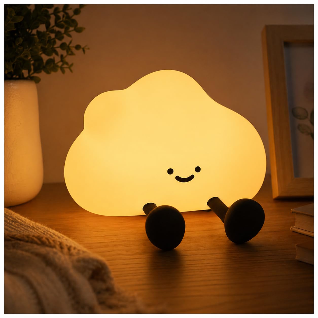 W-Direct Cloud Silicone Night Light – Cute Silicone LED Lamp with RGB Colors, 1200mAh Rechargeable Battery, Tap Activated Rechargeable Bedside Nursery Light – Cute Kids Bedroom Light