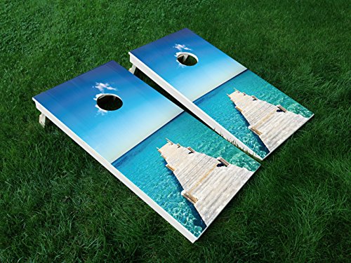 Beach 04 Ocean Sea Beach Relaxing Vacation Summer Cornhole WRAP Set Vinyl Board Decal Baggo Bag Toss Boards * Made in The USA *