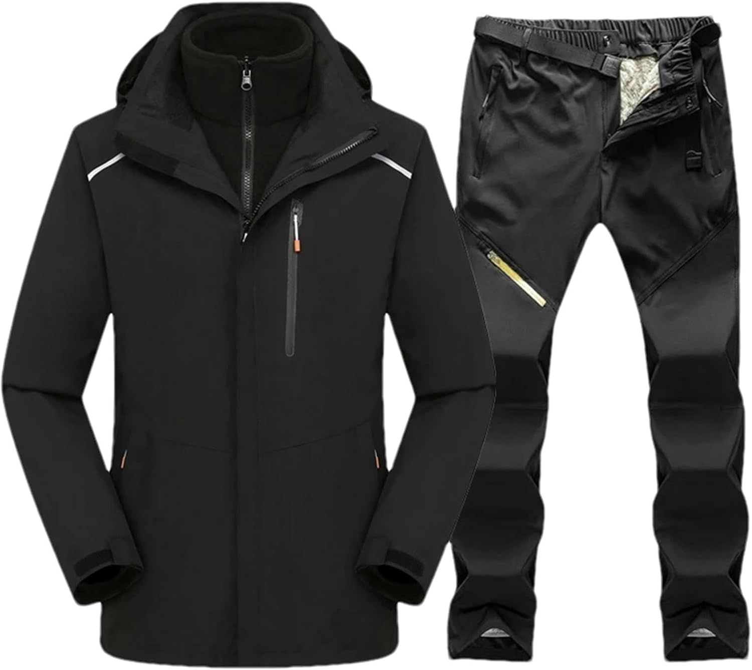 JXQXHCFS Men Ski Suit Waterproof Snow Fleece Jacket Pants Male Snowboard Sets Winter Sports Warm Skiing Camping Trousers