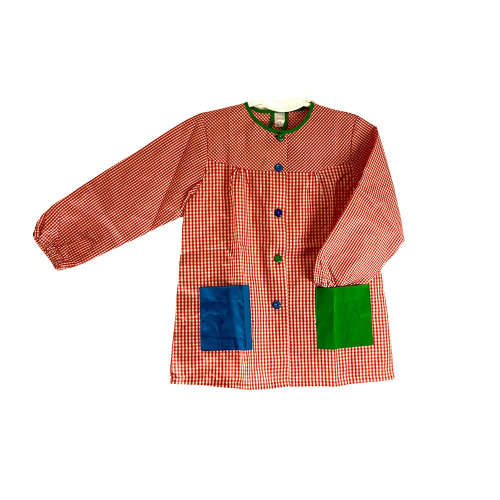 PLUS HOME Bata con botones escolar infantil para ñino-ñina con 6 colores y tallas de 2-14años con dos bolsillo laterales y elástica en puño