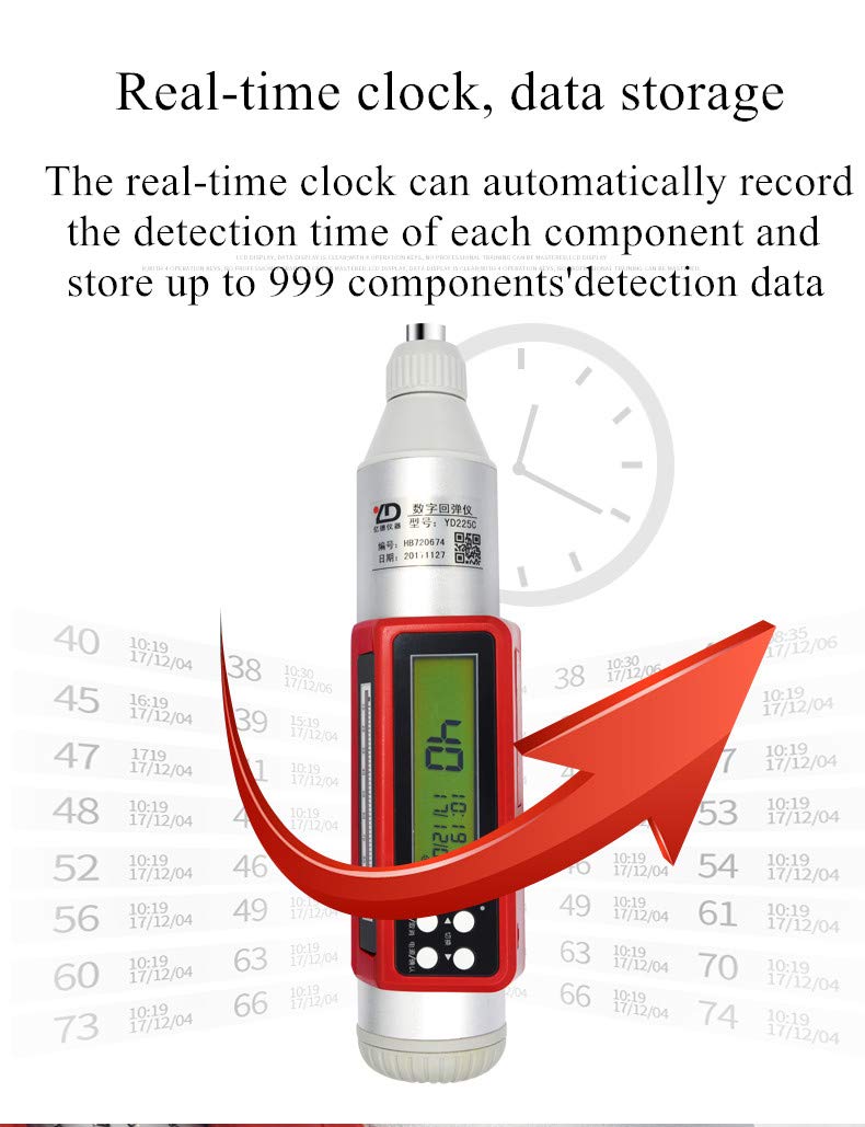 CGOLDENWALL Tragbares HD-225C Digitales Display Hammer Resiliometer Beton Rebound Tester Testgerät Werkzeug