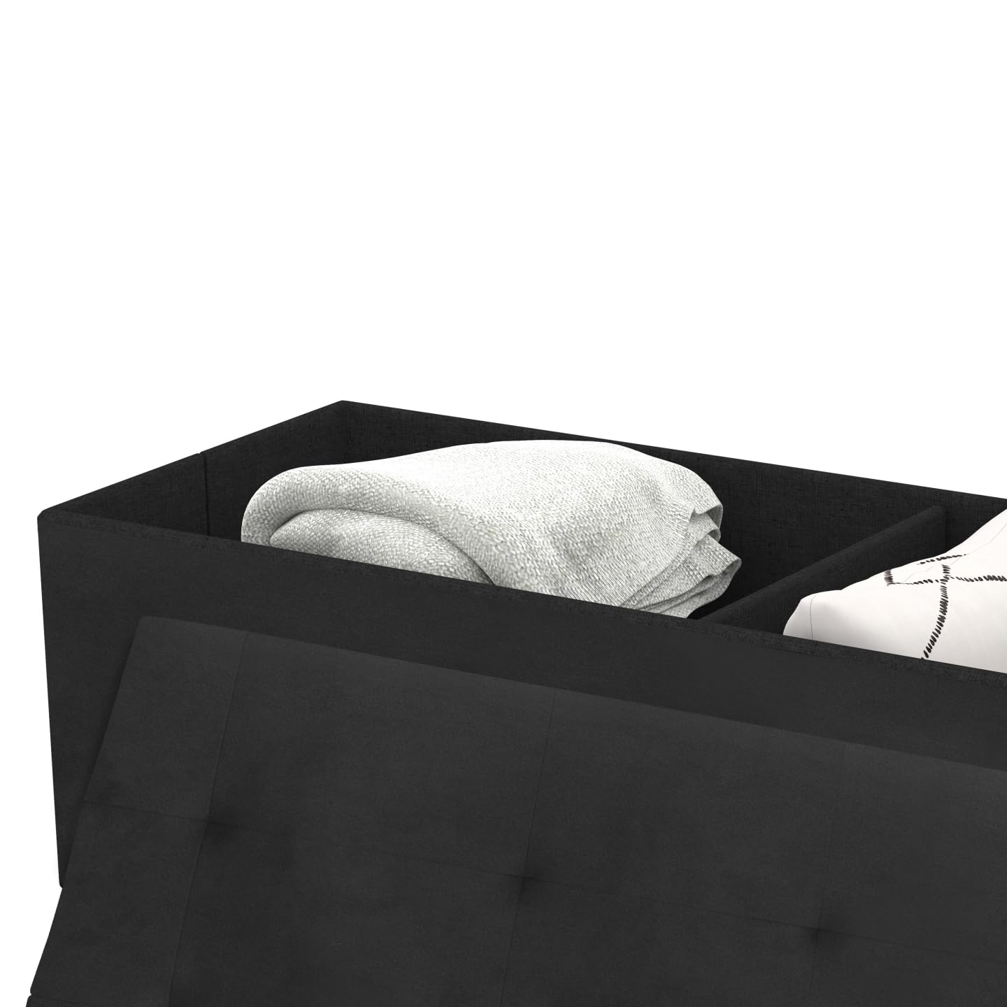 Banc Coffre Rangement 100 Cm - Tissu Bouclette Blanc, Pieds Métal Noir, Assise Capitonnée