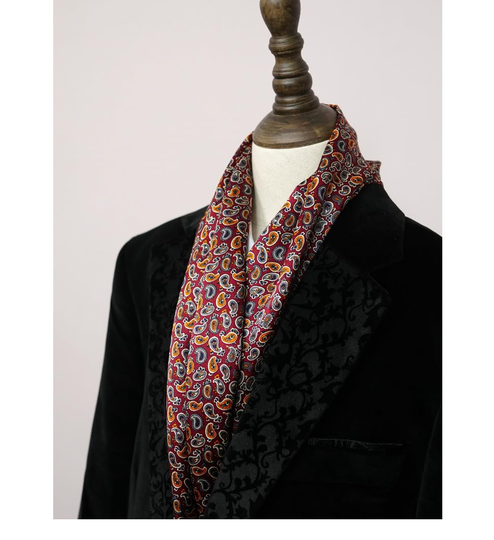 Foulard en Soie Vintage pour Homme, 100% Pure, Motif Classique, Double Couche, imprimé Gentleman