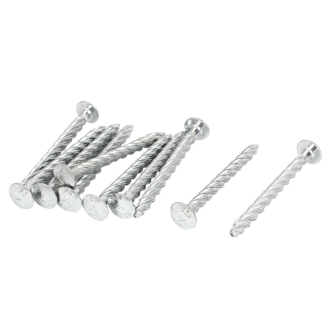 Aexit 72mm Length Fastener x 7mm Dia Galvanised Square Twist Nails Spiral Screw 10pcs Model:30as163qo434