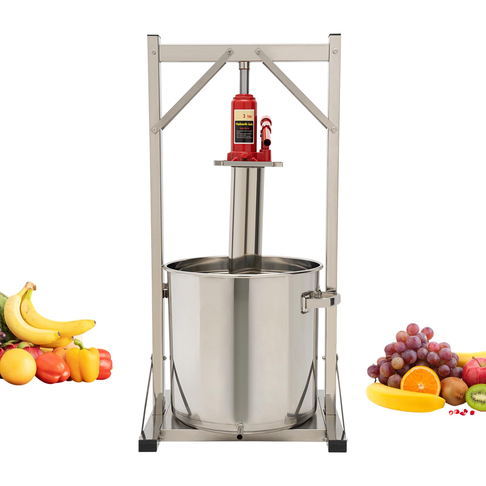 Fruchtpresse Weinpresse Stahl 36L Edelstahlkorb Obstpresse Beerenpresse Saft Obstweinpresse Hydraulische Edelstahlpresse Aus Rostfreiem 304Edelstahl Mit 3T Hydraulikheber