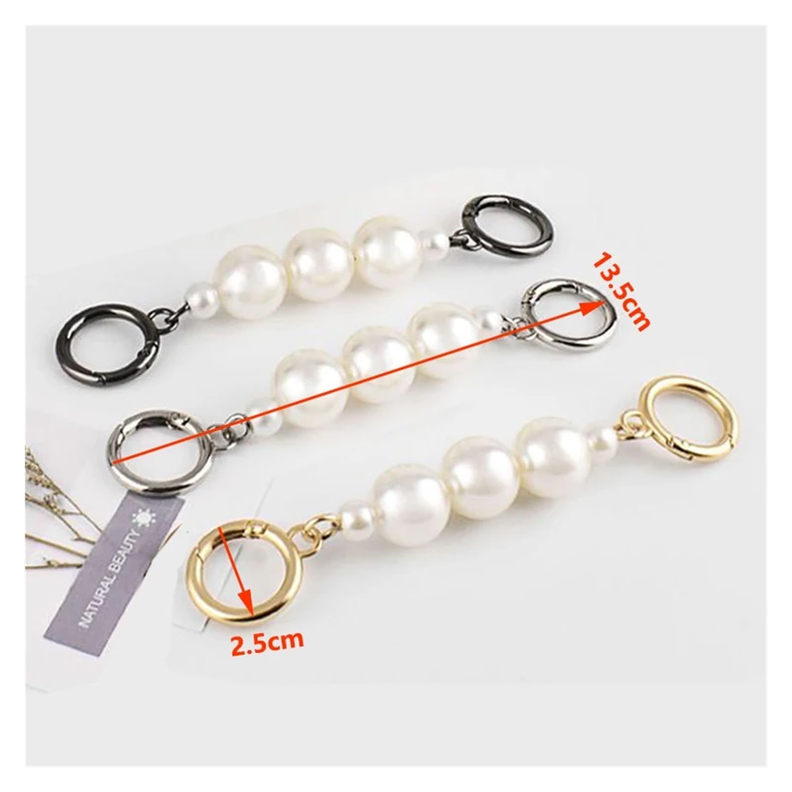 Cadena Para Bolso Bandolera de hombro repuesto DIY 60cm-160cm, correa cadena bolsa acero 9mm con extensión perla falsa grande, for(Silver,120cm)