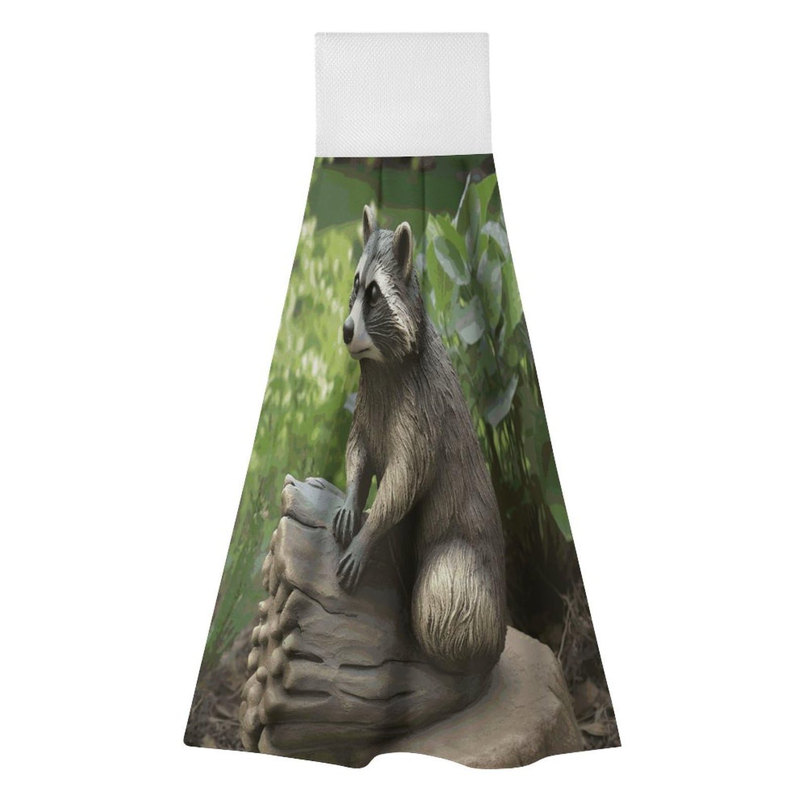 Khauerbc Style Raccoon Statue Hand Towel For Quick Drying & Absorbent,Kitchen Towels Polyester,11.9 * 11.6 In,Yoga Towel For Bathroom,Kitchen,Gym,Shower,Hotel,And Spa