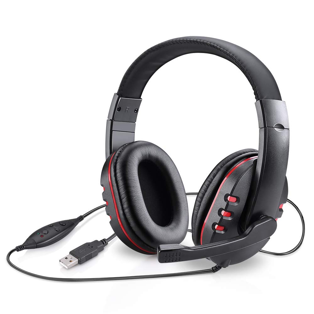 Picozon USB Plug Gaming Headset Headphone with Microphone for PS4, PlayStation Vita, Mac, Laptop, Tablet, Computer, Mobile Phones