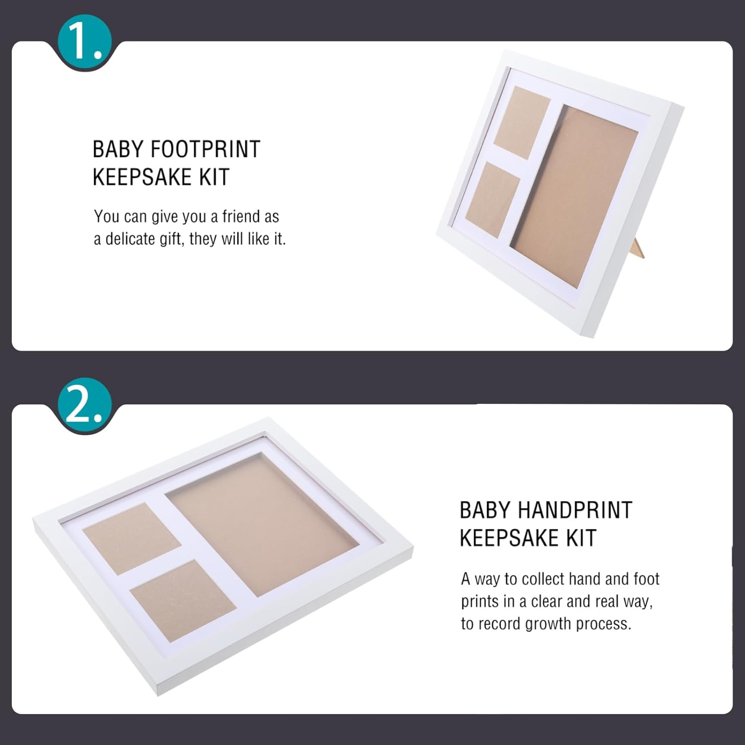 ORFOFE 1set Newborn Hand and Footprint Keepsake Kit Picture Frame -touch Ink Pad for Prints for Memories and Nursery Decor