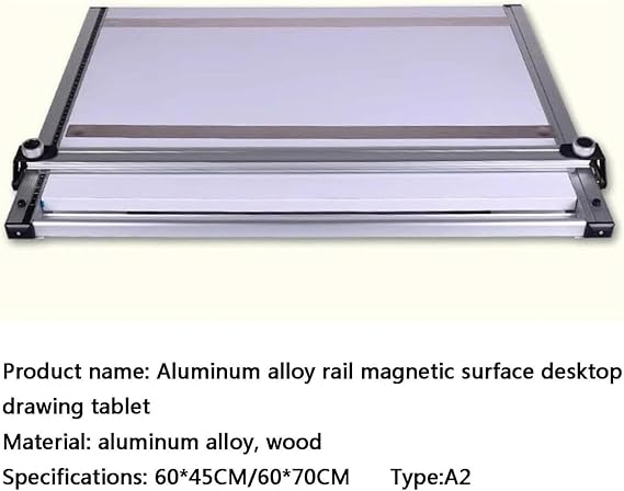 A2 Drawing Board Parallel Motion, Drafting Board Architectural Bar with Pressure Paper Strip, 6-Level Tilt Angle/2 Specifications, for Drawing,60 * 45CM
