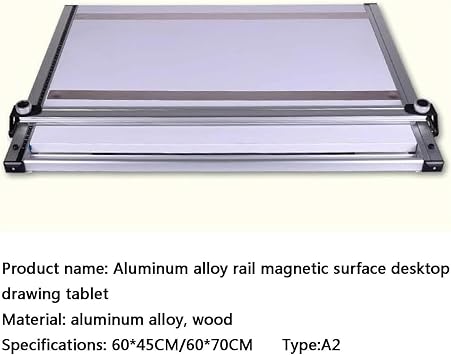 A2 Drawing Board Parallel Motion, Drafting Board Architectural Bar with Pressure Paper Strip, 6-Level Tilt Angle/2 Specifications, for Drawing,60 * 45CM