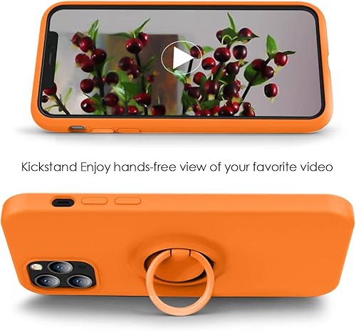 Miniatura 4 de MOCCA Funda compatible con iPhone 12, iPhone 12 Pro de 6.1 pulgadas con soporte de anillo, forro de microfibra súper suave, funda protectora