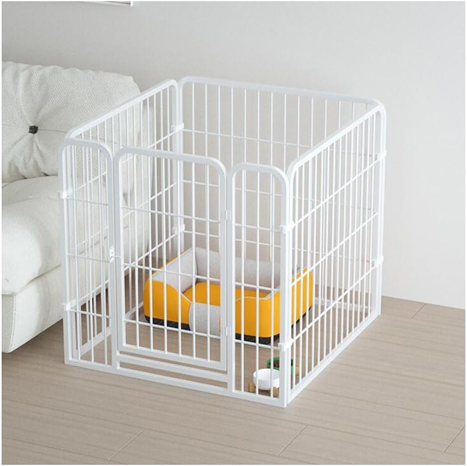 Portable Dog Playpen for Medium/Small Pets, 4 Panels (60x60x60cm) - Indoor/Outdoor Dog Fence, Ideal for Camping, RV, Yard & Home Use - Spacious White Pet Enclosure