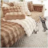 Copridivano angolare in peluche a forma di coniglio, per divano ad angolo da 1, 2, 3, 4 posti, antiscivolo, per animali domestici, cani, protezione ultra morbida
