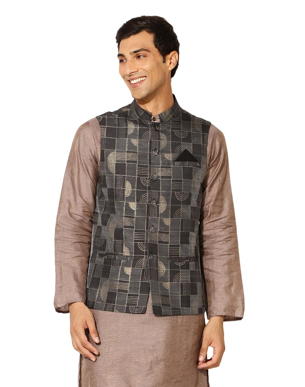 fabindia Men's Nehru Jacket (20027151_Black-picture-36