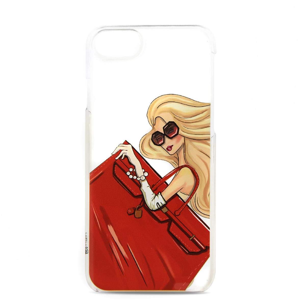 IO Girl with a Red Bag Clear Hard Case Cover for iPhone 6/6S/7/8