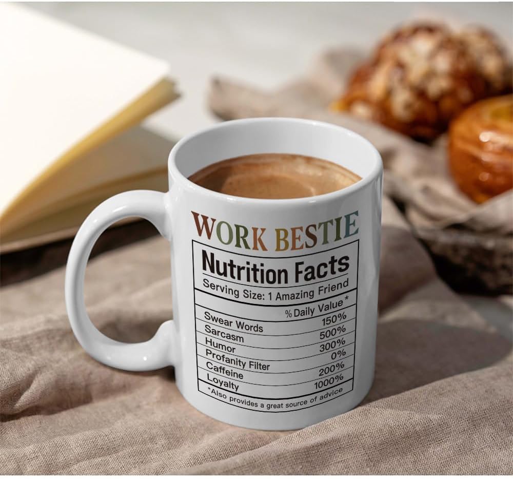 Work Bestie Gifts for Friends, Bestie, Work Bestie Nutrition Facts, Appreciation Gifts for Coworkers, Unique Gift for Coworker Leaving, Friends Coffee Mug 11OZ - Image 2