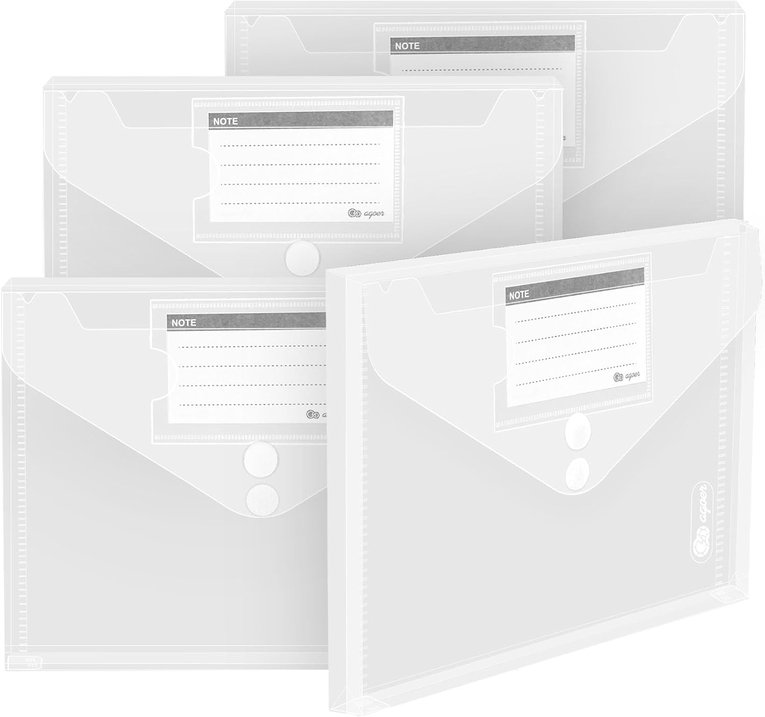 18 Pack A5 Plastic Envelopes Agoer Clear Plastic Poly Envelope with 2