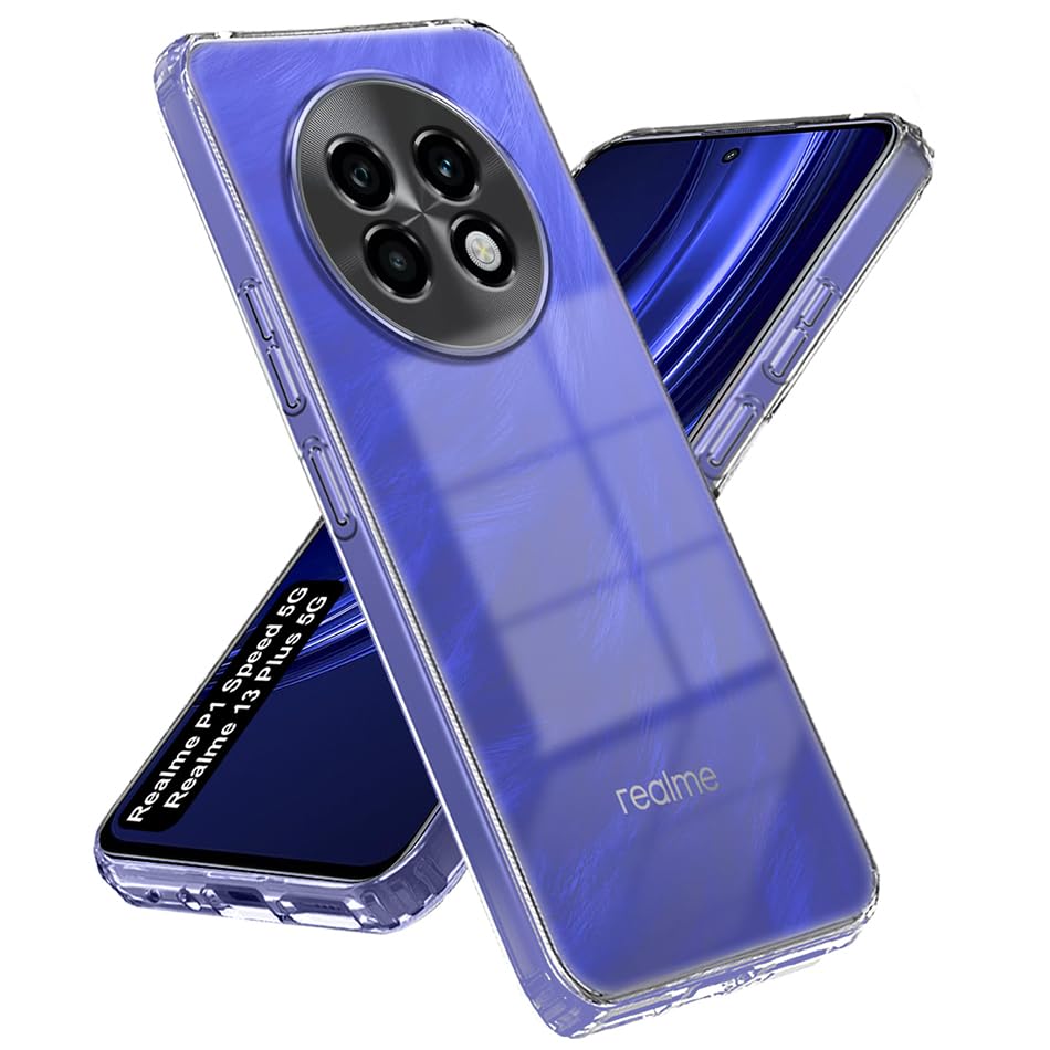 Image of Fashionury Crystal Clear Case for Realme P1 Speed 5G / Realme 13 Plus 5G | Yellowing Resistance | Transparent TPU Silicone | Raised Camera Lips | Slim Transparent Cover