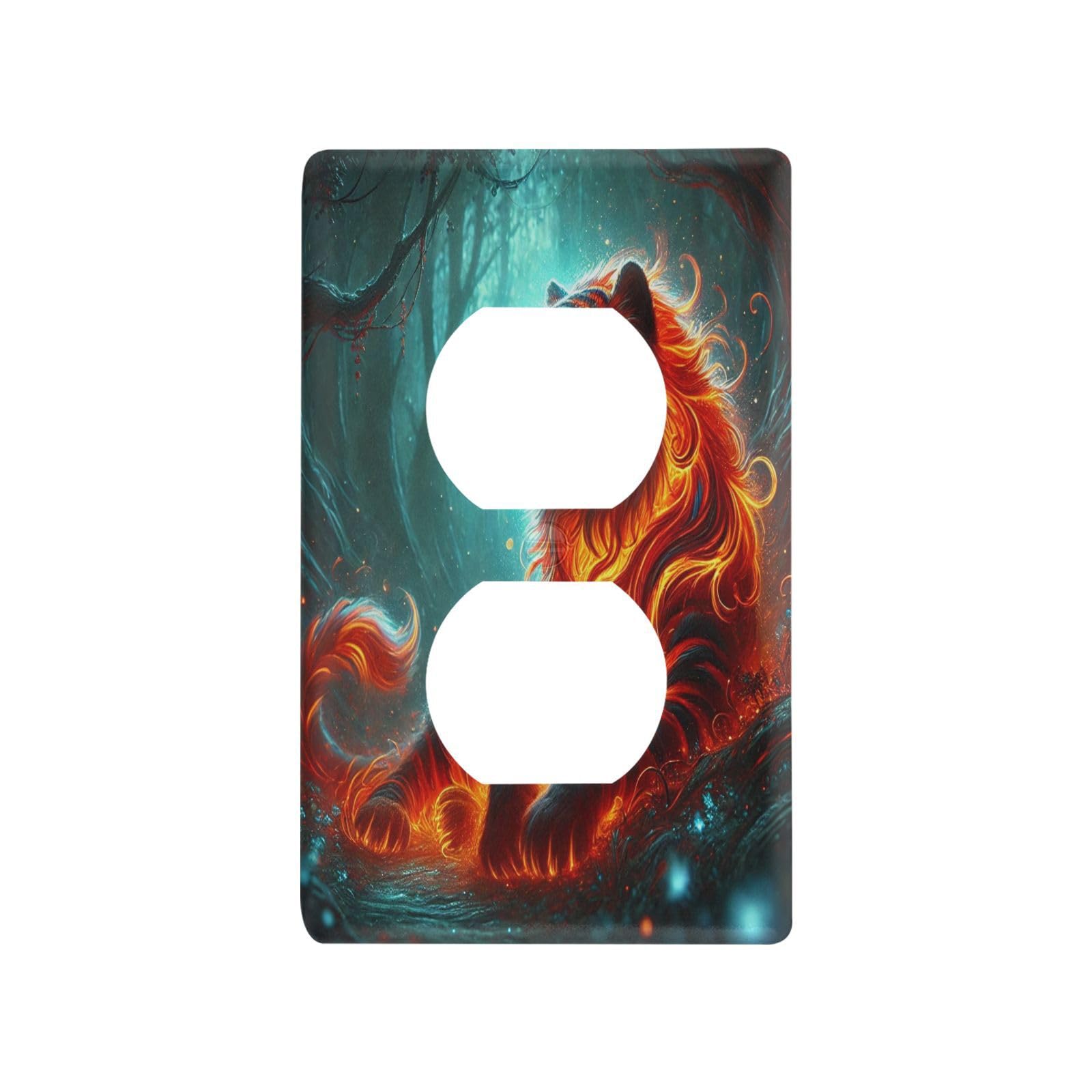 Fire Tigers Light Switch Cover Decorative Receptacle Outlet Wall Plate Guard Plastic Wall Outlet Cover for Farmhouse Home Decor Livingroom (Duplex Outlets Cover)