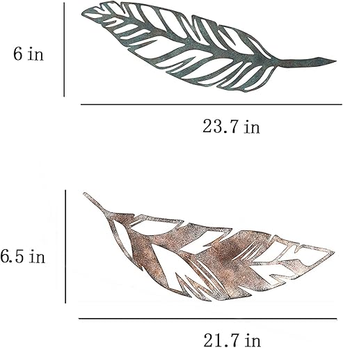 Miniatura 4 de Retrome Decoración de pared de plumas de metal, juego de 2