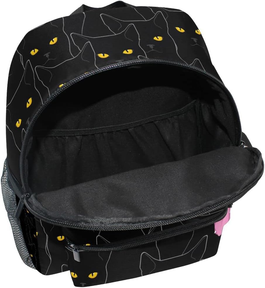 Fisyme Toddler Backpack Black Cats Pattern School Bag Kids Backpacks for Kindergarten Preschool Nursery Girls Boys, M