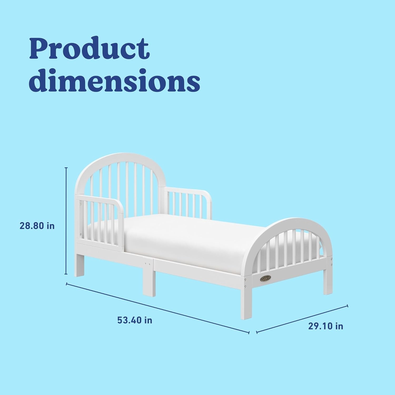 Graco Olivia Toddler Bed (White) - GREENGUARD Gold Certified, Includes Toddler Safety Guardrails, Fits Standard Crib & Toddler Mattress, Stylish Arched Design