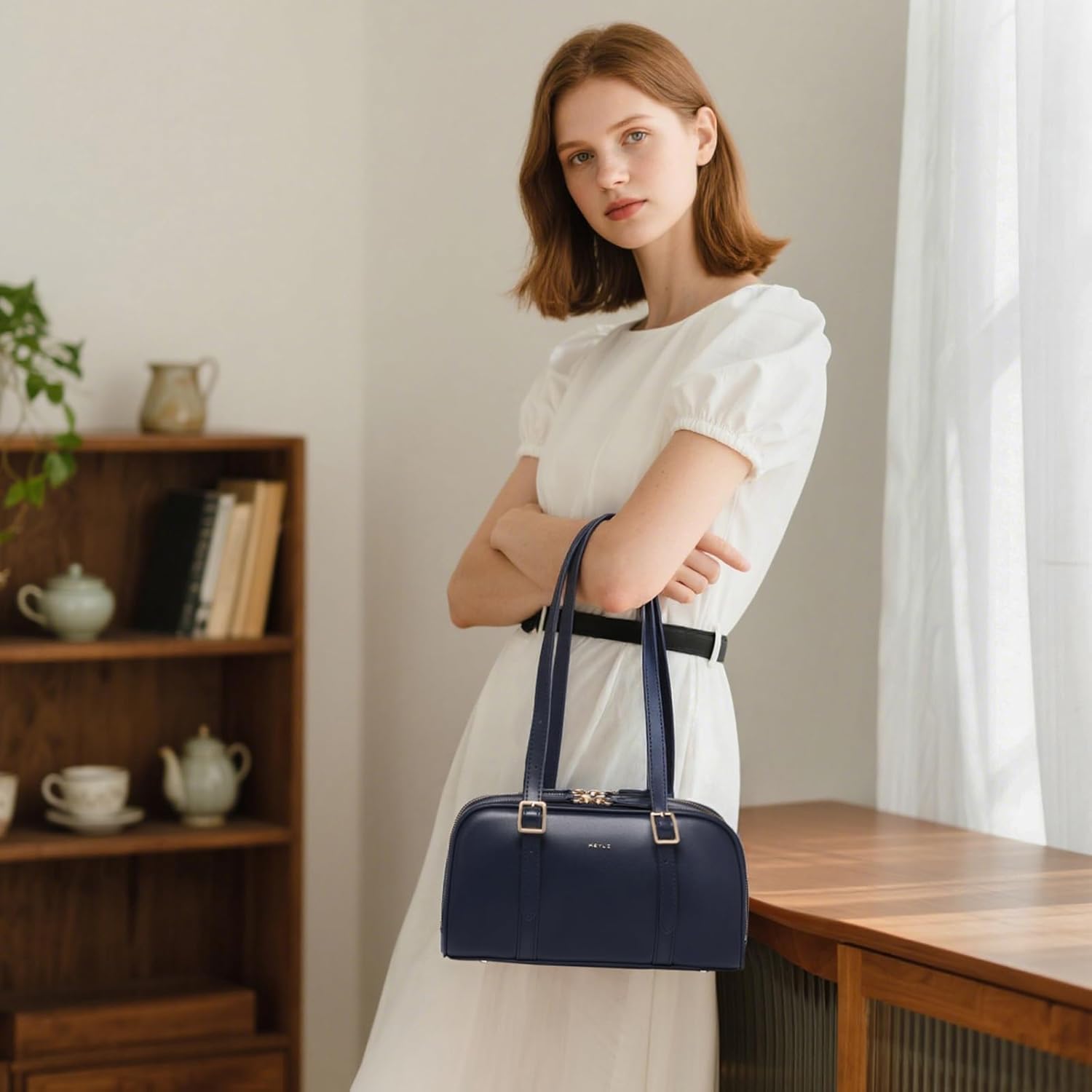 Keyli Swing Zip Shoulder Bag Fashion Purses for Women, Leather Shoulder Handbag Top-Handle Hobo Bags with Adjustable Strap - Image 3