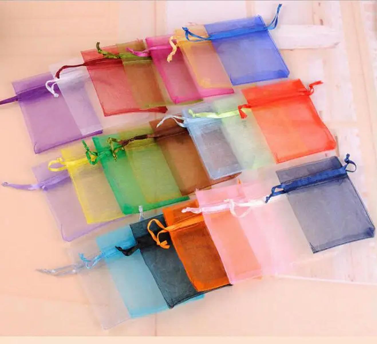 50 Sachets Cadeaux Organza 8x10cm Blanc - Pour Bonbons, Bijoux, Épices - Emballage Élégant