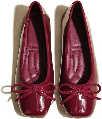 Womens Patent Leather Bow Ballet Flats