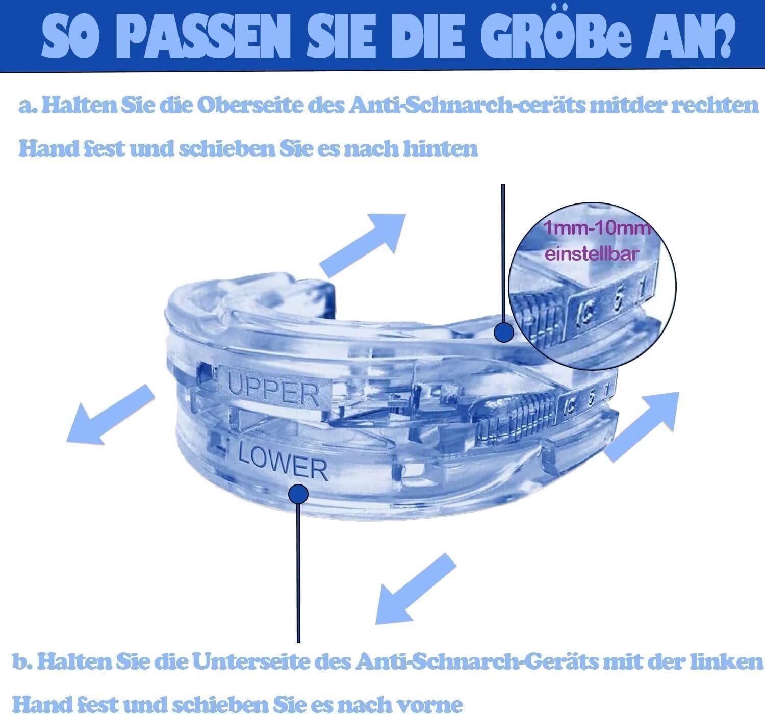Sleepzee Anti-Schnarch-Mundstück Adjustable Schnarchschiene für Männer und Frauen (Blau)