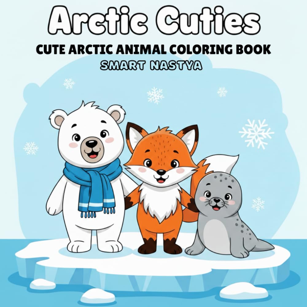 Arctic Cuties: Cute polar Animals Coloring Book for Kids and Adults